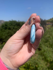 Larimar Riunded Teardrop Sterling Silver Pendant