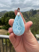 Load image into Gallery viewer, Larimar Rounded Teardrop Large Sterling Silver Pendant