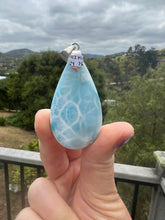 Load image into Gallery viewer, Larimar Rounded Teardrop Large Sterling Silver Pendant