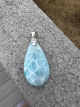 Load image into Gallery viewer, Larimar Rounded Teardrop Large Sterling Silver Pendant