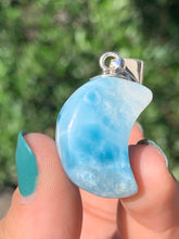 Load image into Gallery viewer, Larimar Moon Pendant Sterling Silver