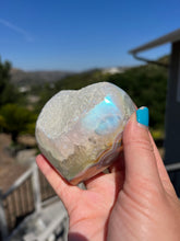 Load image into Gallery viewer, Aura Quartz Agate Heart w Calcite Druzy