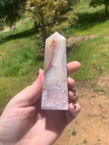 Pink Amethyst Flower Agate Tower