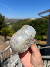 Load image into Gallery viewer, Aura Quartz Agate Heart w Calcite Druzy