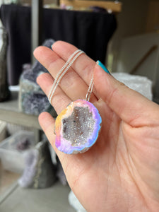 Aura Geode Silver Necklace