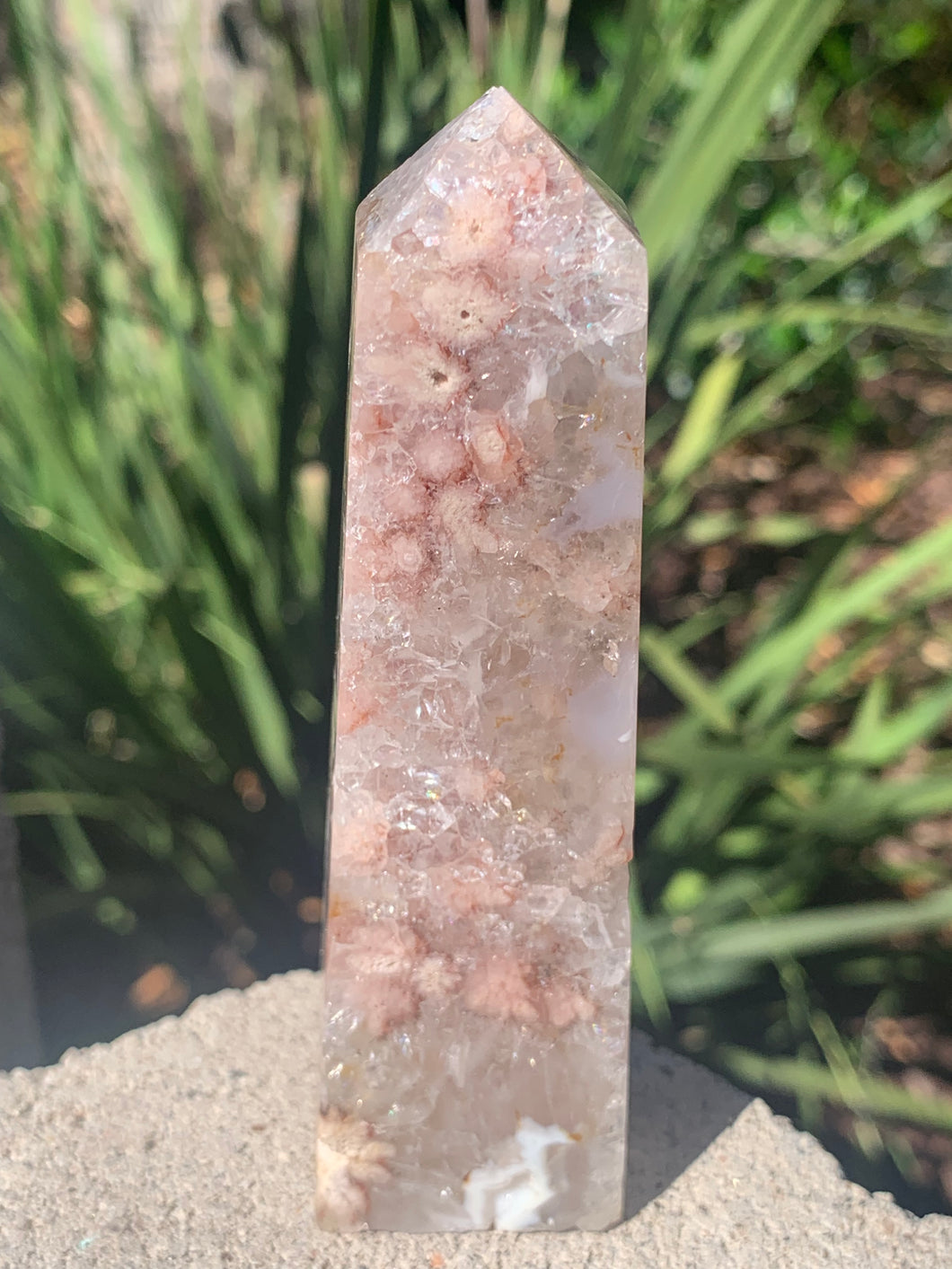 Pink Amethyst Flower Agate Tower