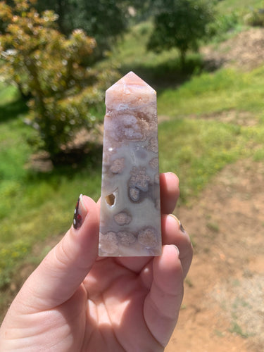 Pink Amethyst Flower Agate Tower