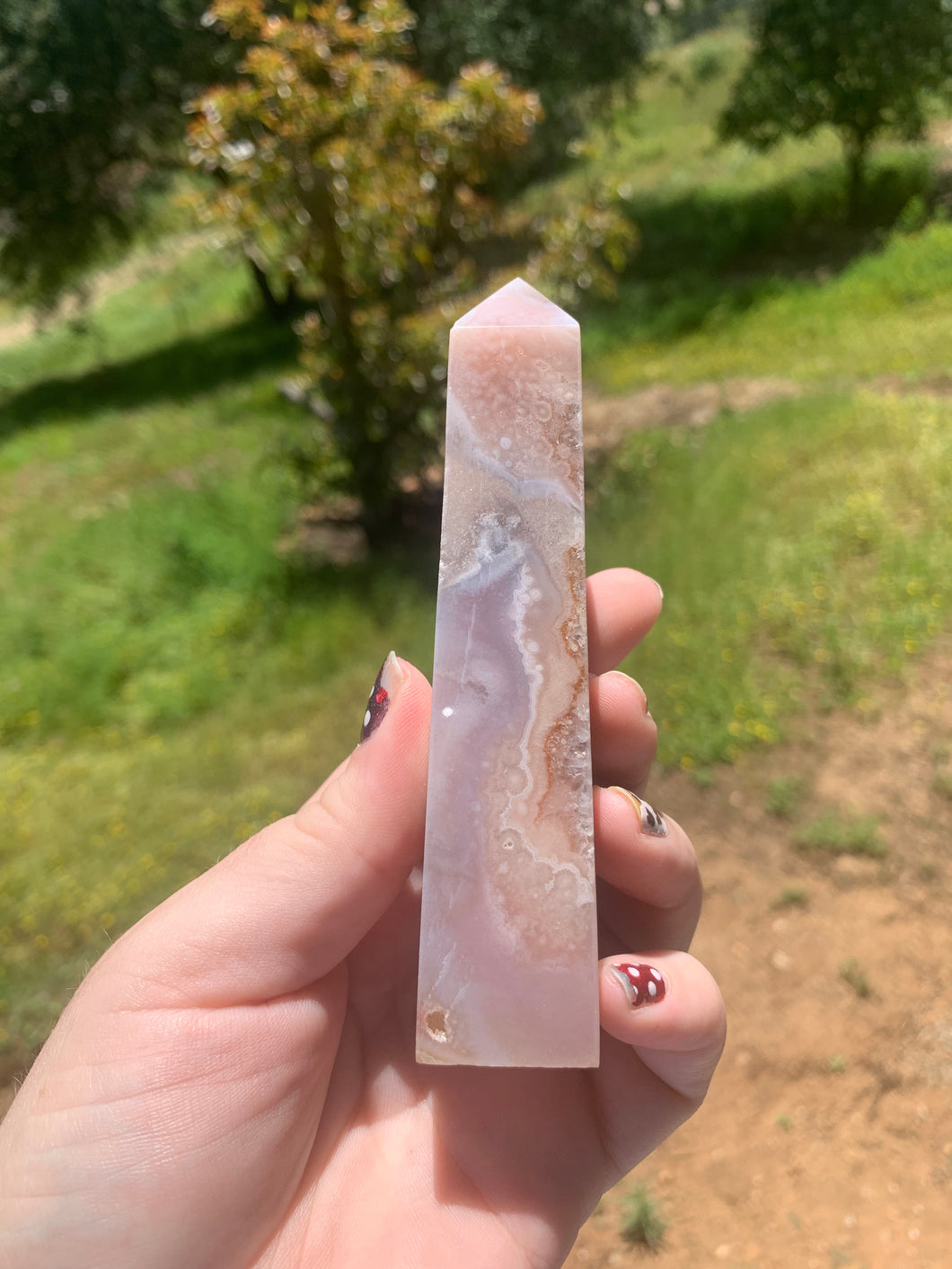 Pink Amethyst Flower Agate Tower