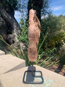 Pink Amethyst Slab Fixed on Stand w Lavender