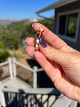 Load image into Gallery viewer, Pink Druzy Moon Gold Electroformed Moon Pendant