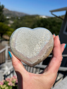 Aura Quartz Agate Heart w Calcite Druzy