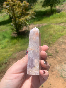 Pink Amethyst Flower Agate Tower