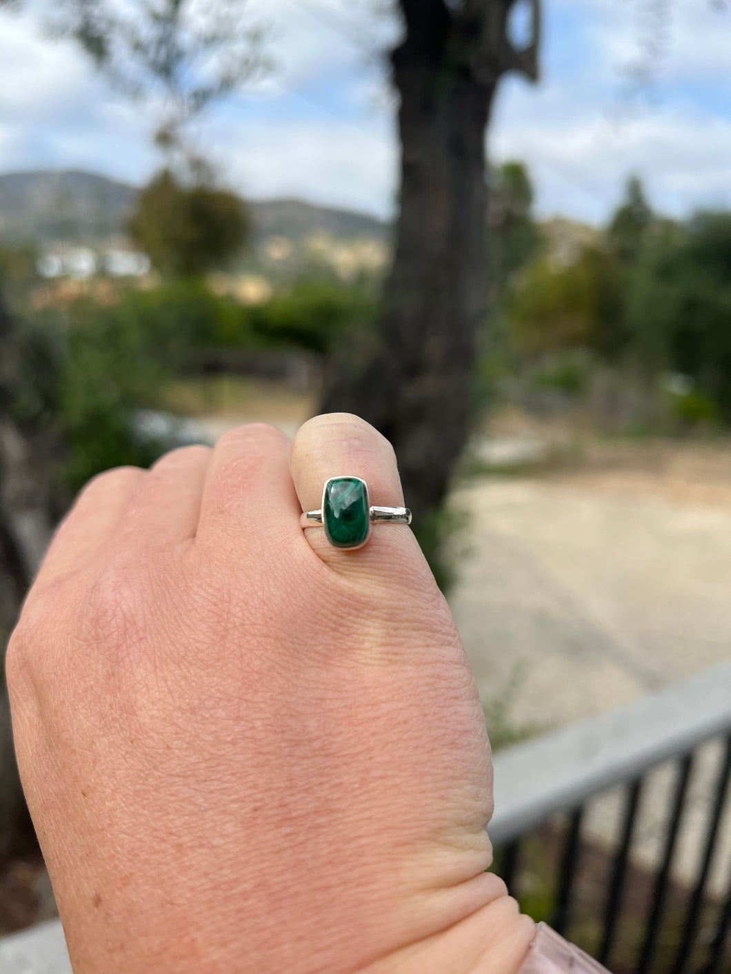 Malachite Sterling Silver Ring size 6