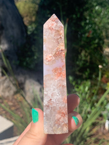 Pink Amethyst Flower Agate Tower