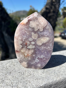 Lavendar Pink Amethyst Flower Agate Flame Cutbase