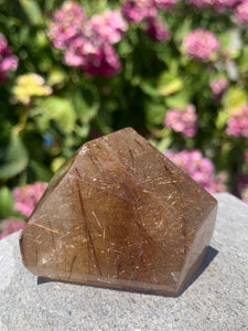 Gold Rutile Geometric Tower