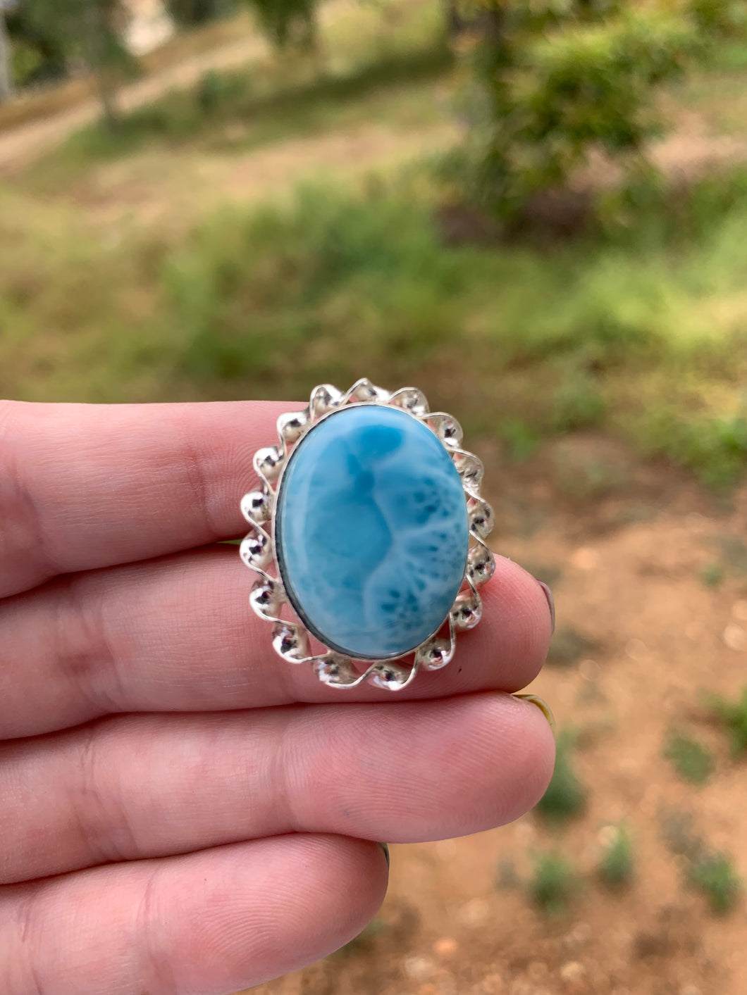 Larimar Oval Ring Size 7 #2