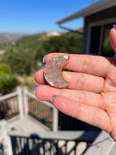 Load image into Gallery viewer, Pink Druzy Moon Pendant Gold Electroformed