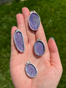 Charoite Sterling Silver Pendants