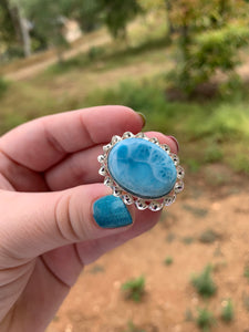 Larimar Oval Ring Size 7 #2