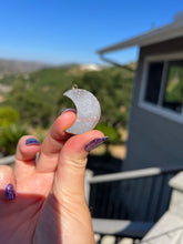 Load image into Gallery viewer, Lavender Druzy Amethyst Moon Gold Electroformed Pendant