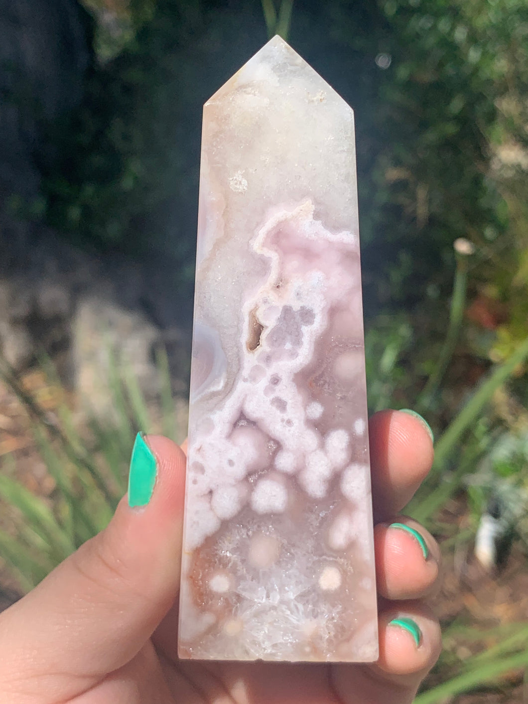 Pink Amethyst  Flower Agate Tower