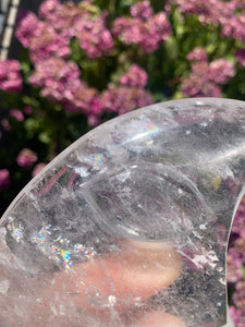 Quartz Carved Face Moon with Rainbows