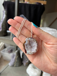 Aura Geode Silver Necklace