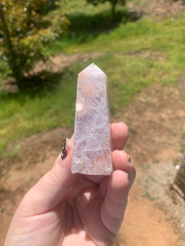 Pink Amethyst Flower Agate Tower