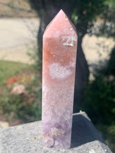 Load image into Gallery viewer, Pink Amethyst Tower with Crystallized Lavender