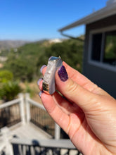 Load image into Gallery viewer, Stalactite Agate Banded Moon Gold Electroformed Pendant