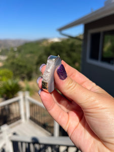 Stalactite Agate Banded Moon Gold Electroformed Pendant