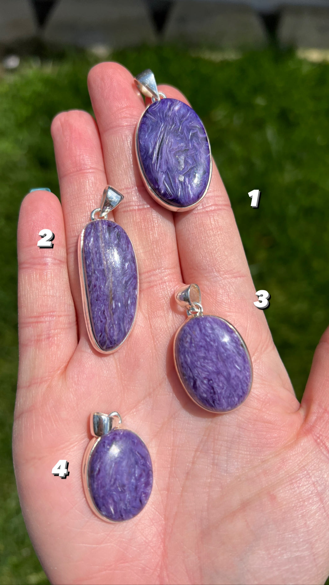 Charoite Sterling Silver Pendants