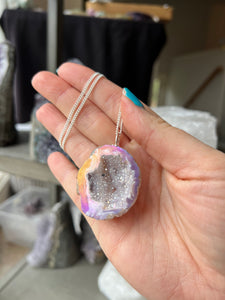 Aura Geode Silver Necklace