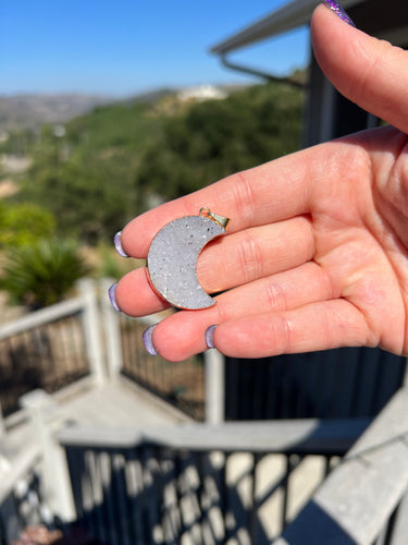 Agate Druzy Moon Gold Electroformed Pendant