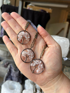 Tree Of Life Rose Quartz Brass 18" Necklaces Intuitively Selected