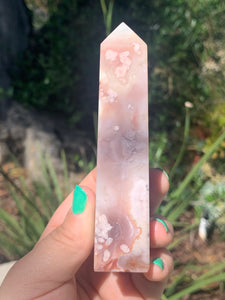 Pink Amethyst  Flower Agate Tower