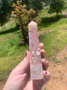 Pink Amethyst Flower Agate Tower