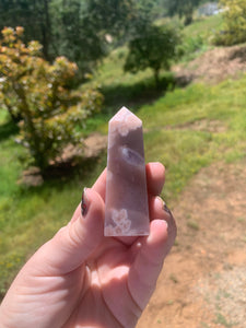 Pink Amethyst Flower Agate Tower