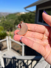 Load image into Gallery viewer, Pink Druzy Moon Gold Electroformed Moon Pendant