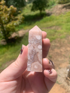 Pink Amethyst Flower Agate Tower