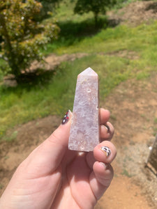 Pink Amethyst Flower Agate Tower