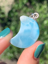 Load image into Gallery viewer, Larimar Moon Pendant Sterling Silver