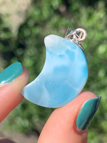 Larimar Moon Pendant Sterling Silver