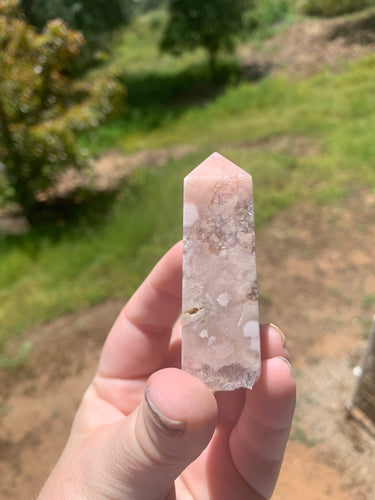 Pink Amethyst Flower Agate Tower