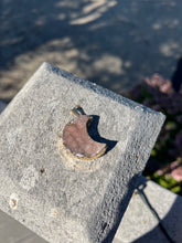 Load image into Gallery viewer, Pink Druzy Moon Pendant Gold Electroformed