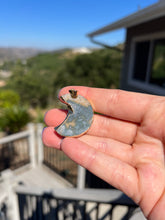 Load image into Gallery viewer, Pink Druzy Moon Pendant Gold Electroformed