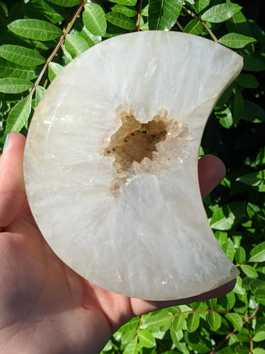 Quartz and Chlorite Druzy Pocket Moon*