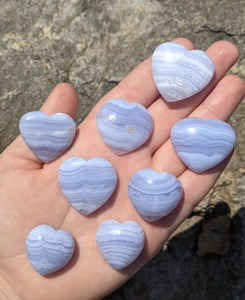 1 Blue Lace Agate Heart Cabochon