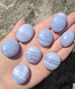 1 Mini Blue Lace Agate Palm Stone